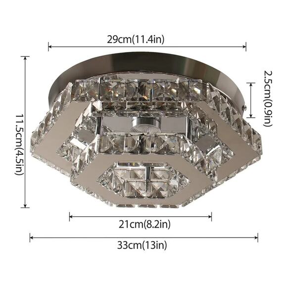 Modern Crystal Ceiling Light Semi Flush Mount Chandelier 11"x11" by CXGLEAMING - Picture 5 of 8